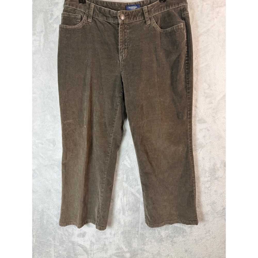 Granola Girl Corduroy Pants Women 12P Short Brown Straight Leg Stretch